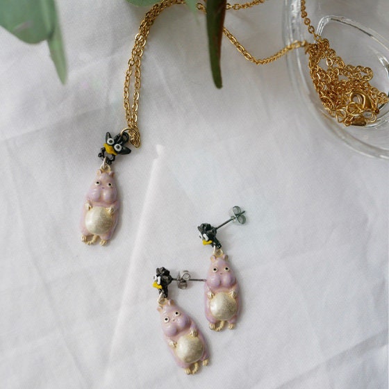 Spirited Away Bo Mouse Earrings • Japanese Handmade Jewelry - Image 4
