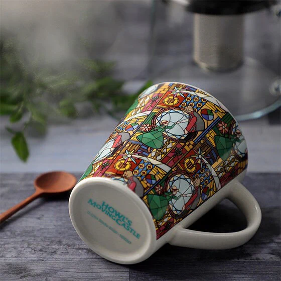 Official Ghibli Howl/Baron Mug Cup • Howls Moving Castle/Whisper of the Heart Tableware • Stained Glass Style • Japanese Ceramic Gift - Image 3