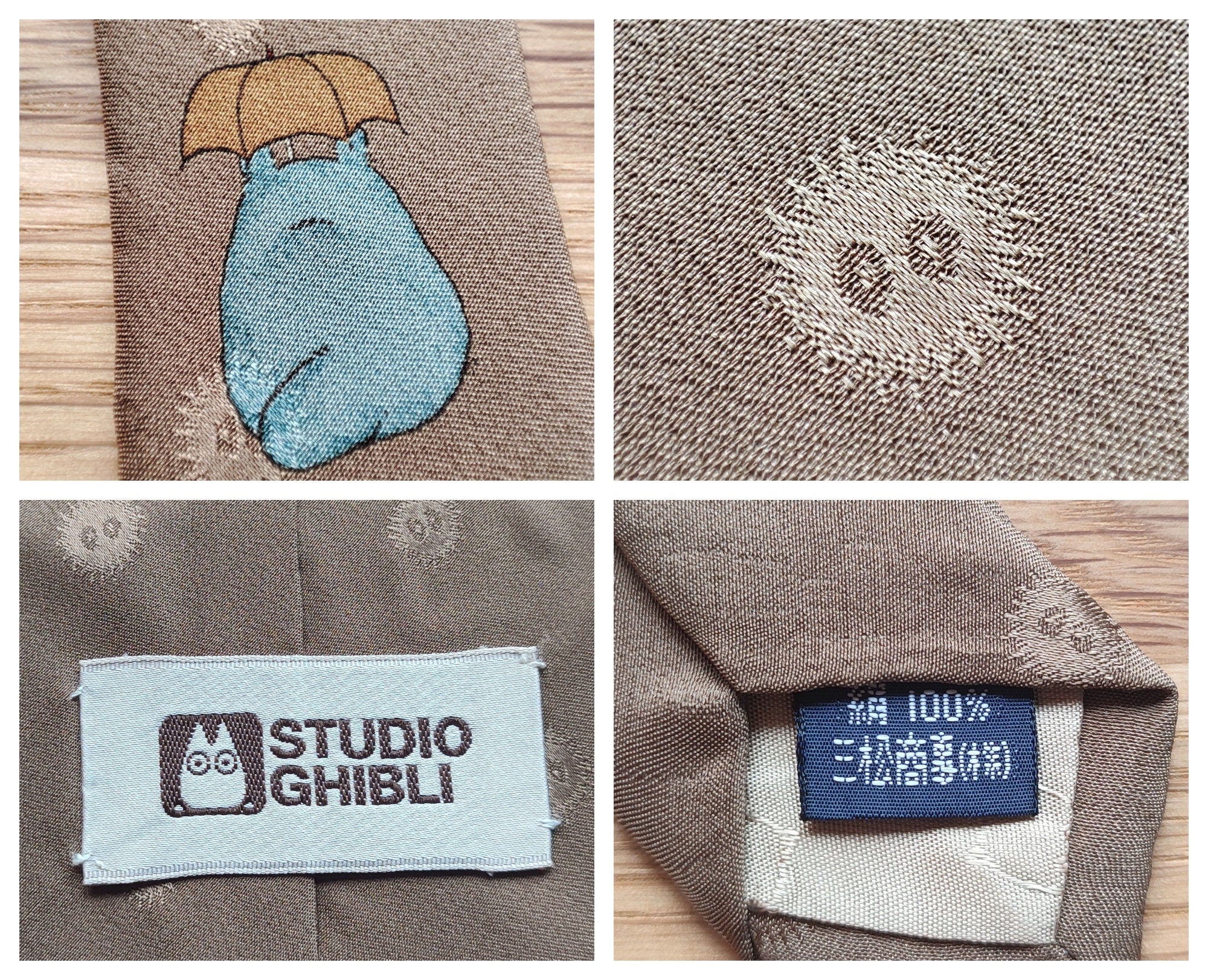 Official Ghibli Totoro Necktie • My Neighbor Totoro Neckwear/Ascot/Cravat/Accent Clothes • Beige Silk Neck Tie - Image 9