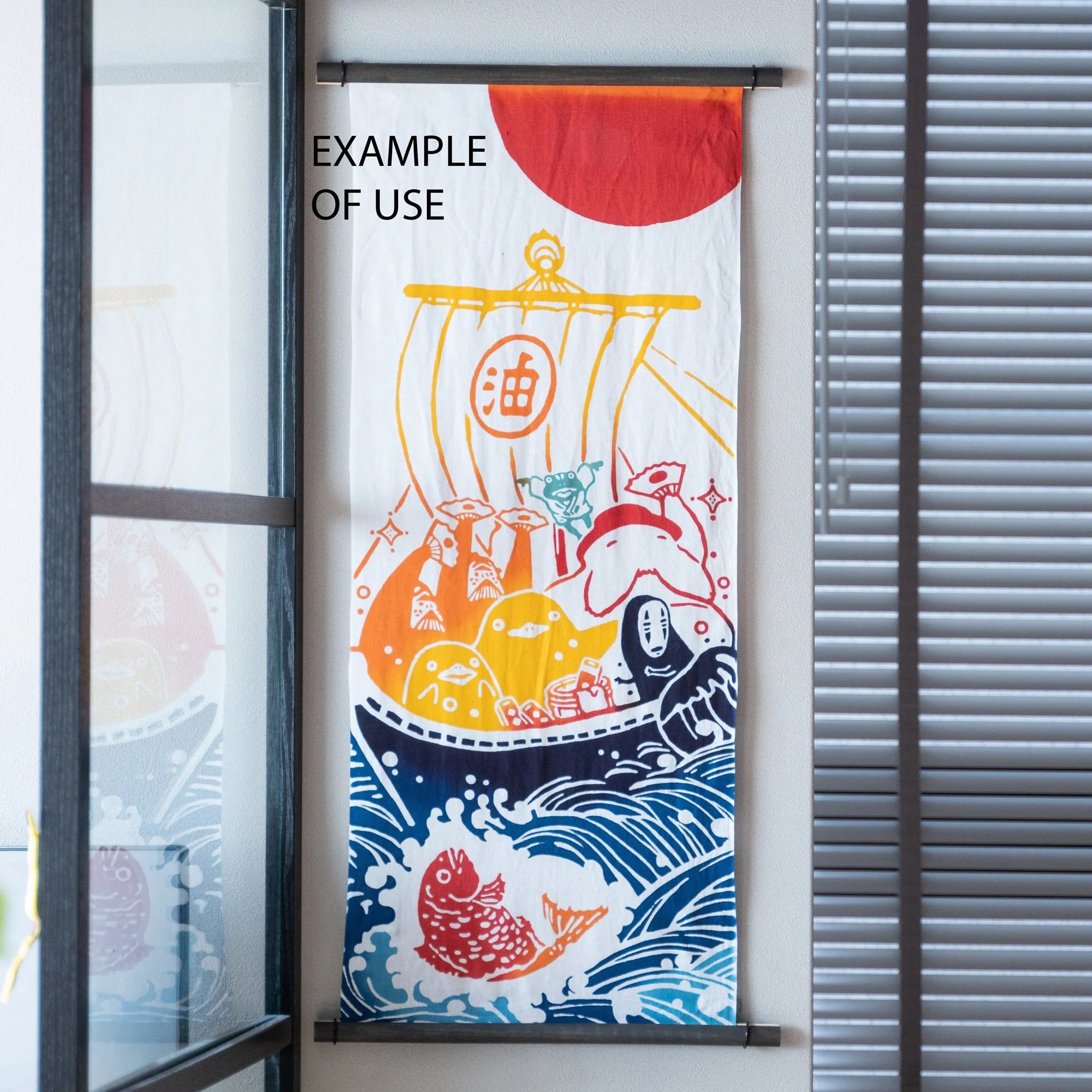 Official Ghibli Wall Hanging Hand-dyed • Whisper of the Heart Tenugui/Wall Decor/Tapestry/Interior Decoration • Baron - Image 4